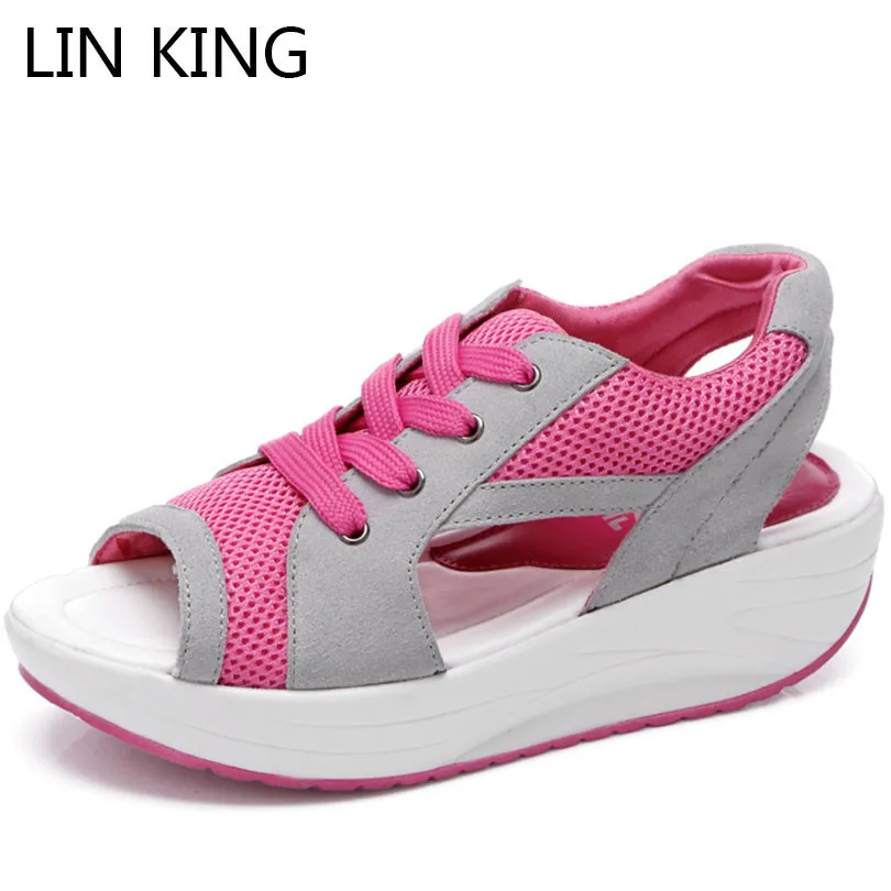 LIN KING Women's Sandals Casual Breathable Summer Height Increase Shoes Ladies Wedges Lace Up Platform Swing Shoes For Female
LIN KING Women's Sandals Casual Breathable Summer Height Increase Shoes Ladies Wedges Lace Up Platform Swing Shoes For Female