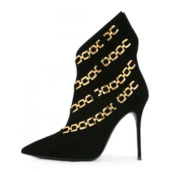 Pointed Toe Gold Chain Decorated Ankle Boots Women 2019 Stiletto High Heels Side Zipper Fashion Ladies Party Shoes Boasts Mujer
Pointed Toe Gold Chain Decorated Ankle Boots Women 2019 Stiletto High Heels Side Zipper Fashion Ladies Party Shoes Boasts Mujer