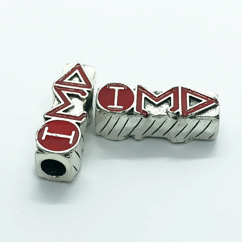 Enamel 3D metal double-sided engraving Greek letter DELTA SIGMA THETA big hole beads charms for DST sorority Jewelry accessories
Enamel 3D metal double-sided engraving Greek letter DELTA SIGMA THETA big hole beads charms for DST sorority Jewelry accessories
