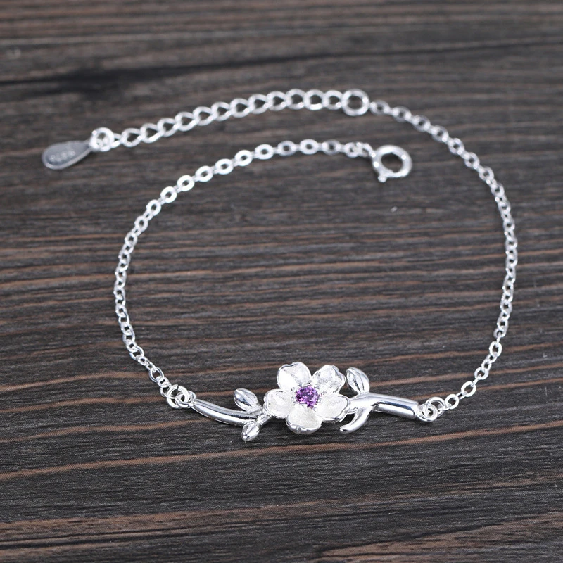Wholesale Silver Cherry Blossom Bracelet Charm Sakura Flower Chain Bracelet For Girl Women Gift 925 Sterling Summer Jewelry
Wholesale Silver Cherry Blossom Bracelet Charm Sakura Flower Chain Bracelet For Girl Women Gift 925 Sterling Summer Jewelry