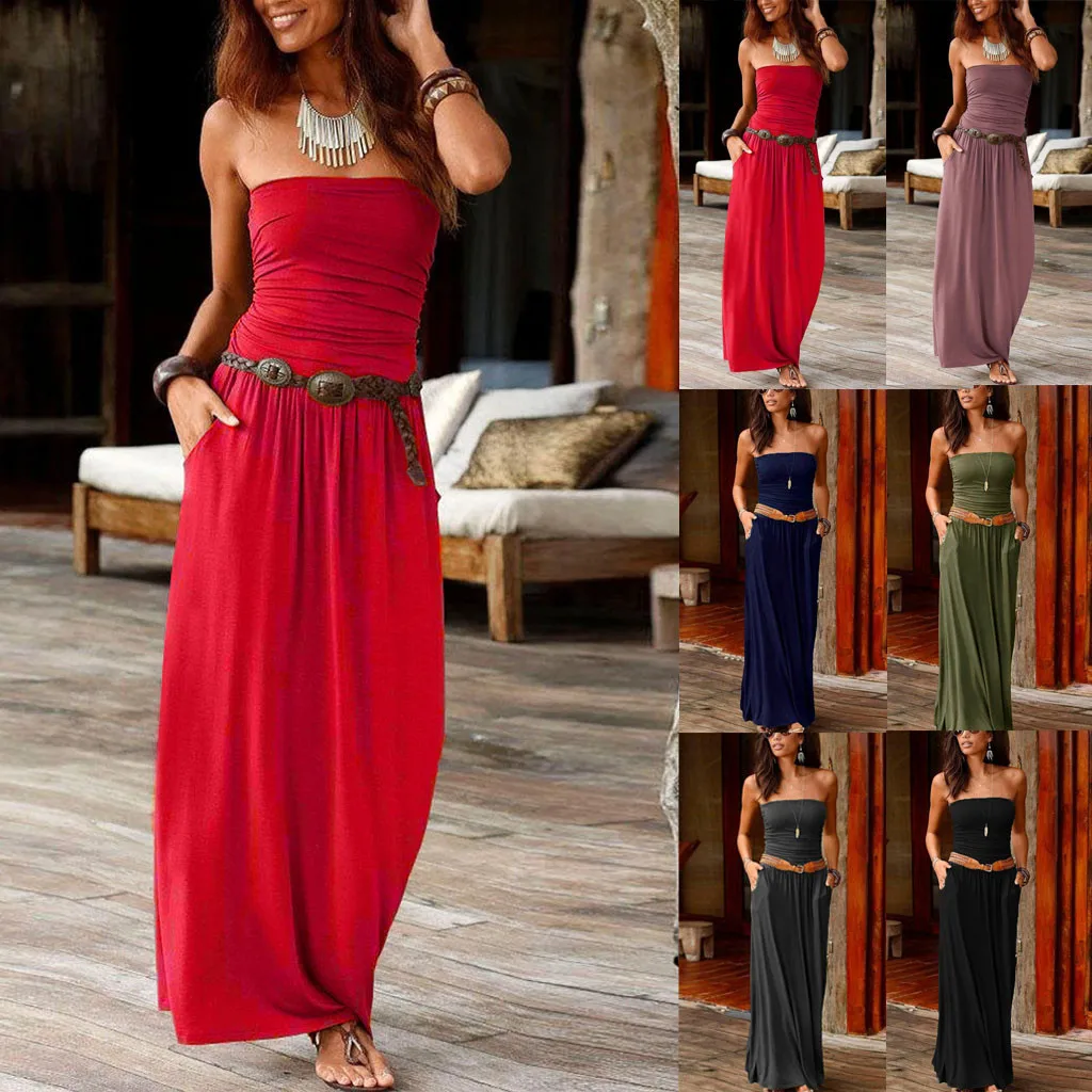 Womens Dresses Bandeau sexy elegant Holiday Off Shoulder Long Dress Ladies Summer beach Solid Maxi Women Dress dropshipping#30
Womens Dresses Bandeau sexy elegant Holiday Off Shoulder Long Dress Ladies Summer beach Solid Maxi Women Dress dropshipping#30