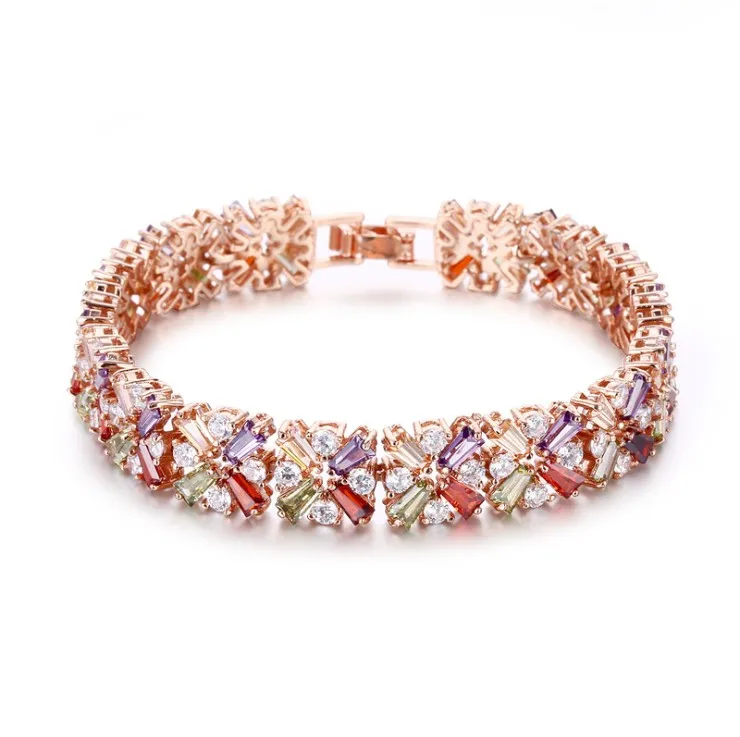 2021 New Rose Gold Color Mona Lisa Zircon Bracelet for Women Crystal from Austrian Multicolor CZ Stones Special Store | Украшения и