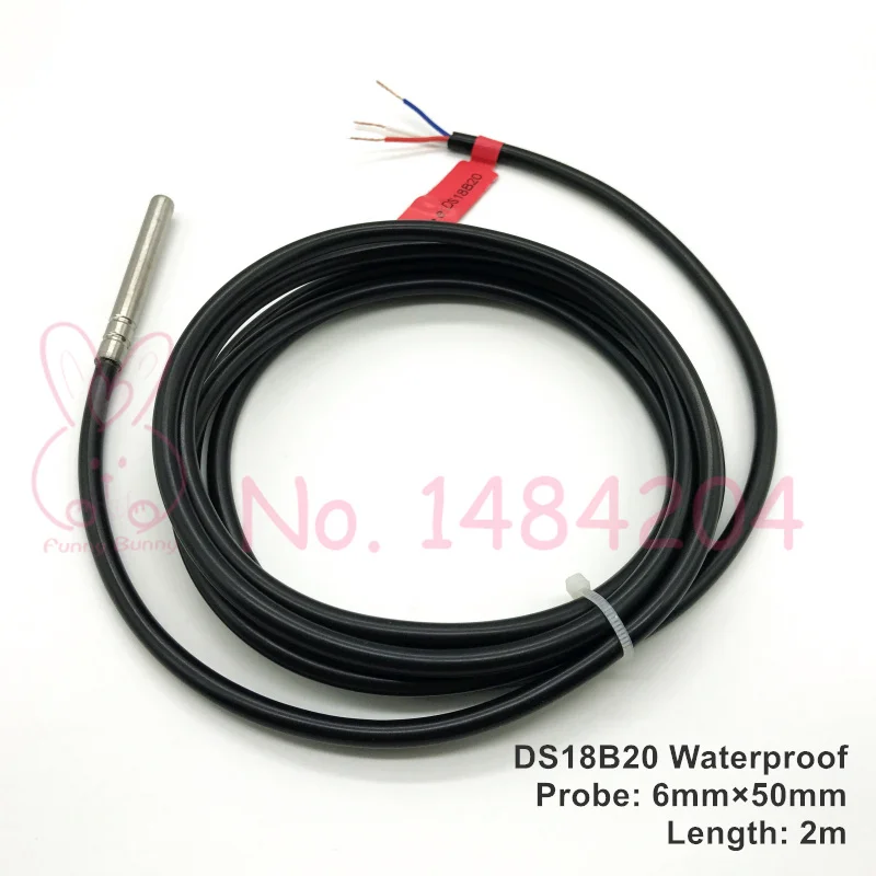 1x ds18b20 Digital Temperature sensor Waterproof 6mm*50mm Stainless Steel probe programmable ds18b20 2m- PVC Black Wire
1x ds18b20 Digital Temperature sensor Waterproof 6mm*50mm Stainless Steel probe programmable ds18b20 2m- PVC Black Wire
