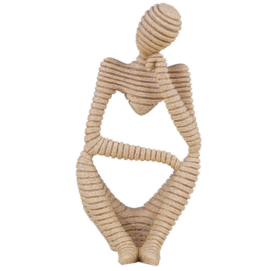 Nature Resin Sandstone Statues Abstract Characters Thinker Figure Hand Carved Figurine Crafts For Home Decor Accessories