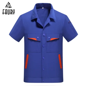 Wholesale Unisex Summer Short Sleeve Repairment Workshop Engineering Uniform Work Clothes Labor Work wear Jacket with Pants
Wholesale Unisex Summer Short Sleeve Repairment Workshop Engineering Uniform Work Clothes Labor Work wear Jacket with Pants