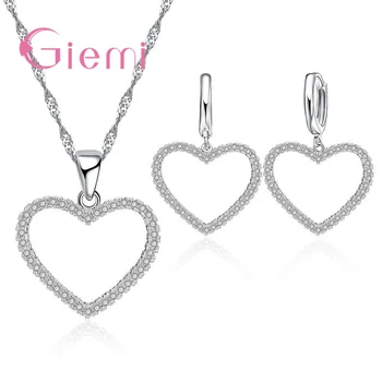 Fashion 925 Sterling Silver Necklace for Women Wedding Party Full Crystal Stones Heart Drop Pendant Earring Sets Free Ship
Fashion 925 Sterling Silver Necklace for Women Wedding Party Full Crystal Stones Heart Drop Pendant Earring Sets Free Ship