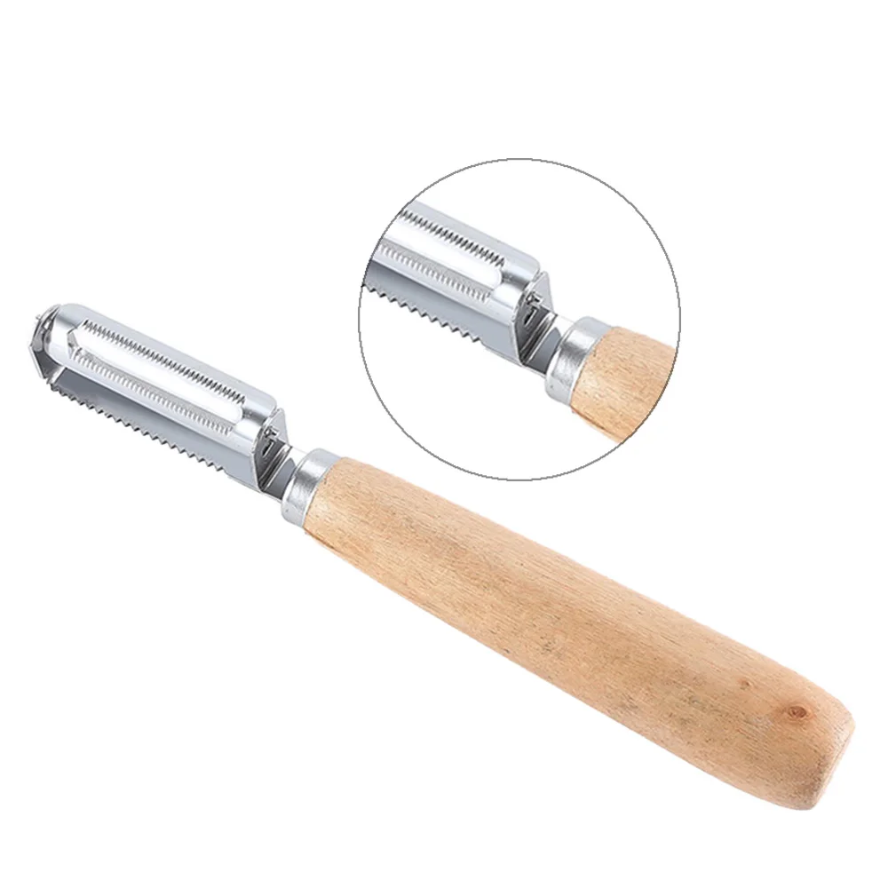 

Three-in-one Stainless Steel Peeler Wooden Handle Peeling Knife Scraping Knife Melon Planing Kitchen Tools