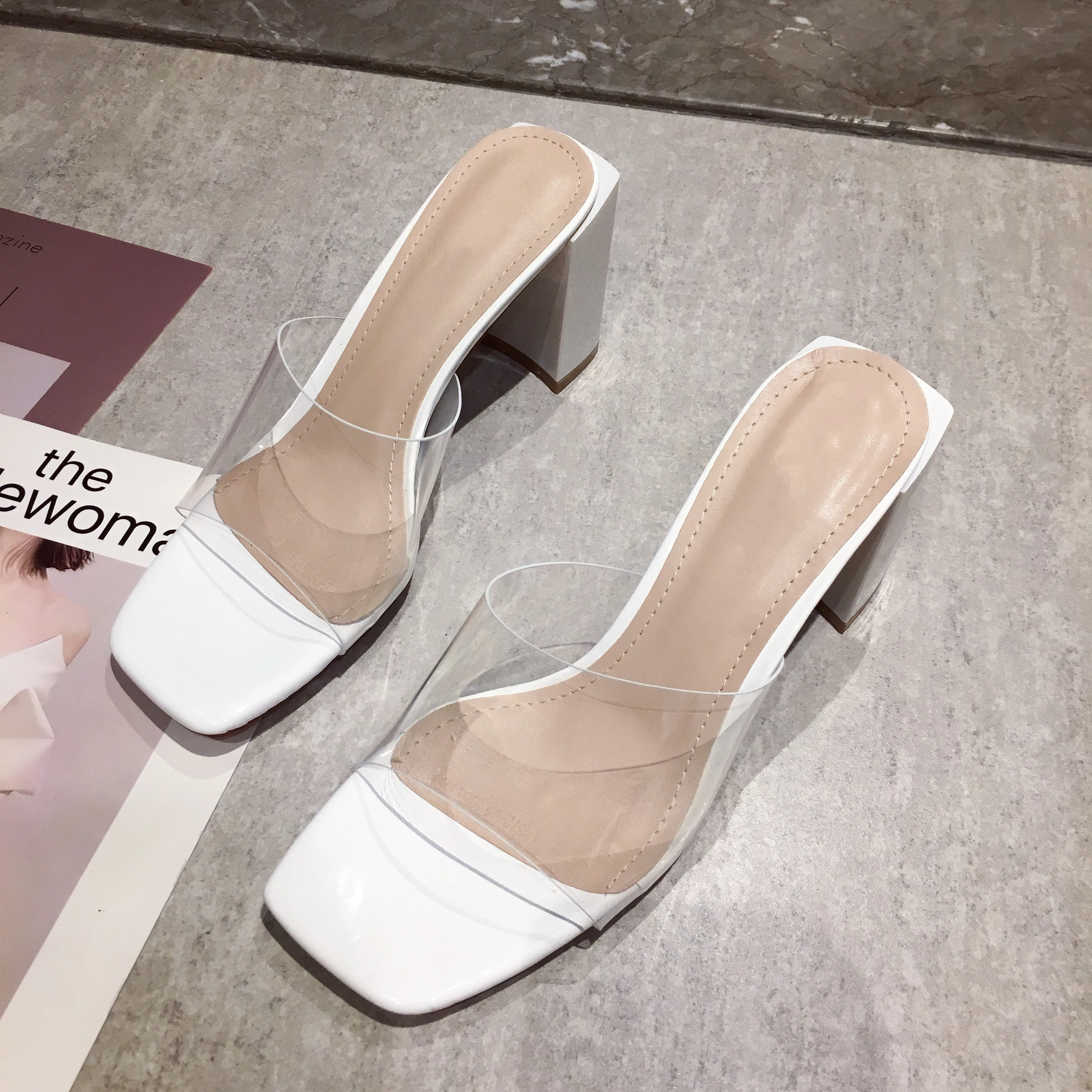 Transparent Sandals Women High Heels Slippers Ladies Women Shoes Summer 2019 Classics Square Heels Slippers Slip On Sandal White
Transparent Sandals Women High Heels Slippers Ladies Women Shoes Summer 2019 Classics Square Heels Slippers Slip On Sandal White