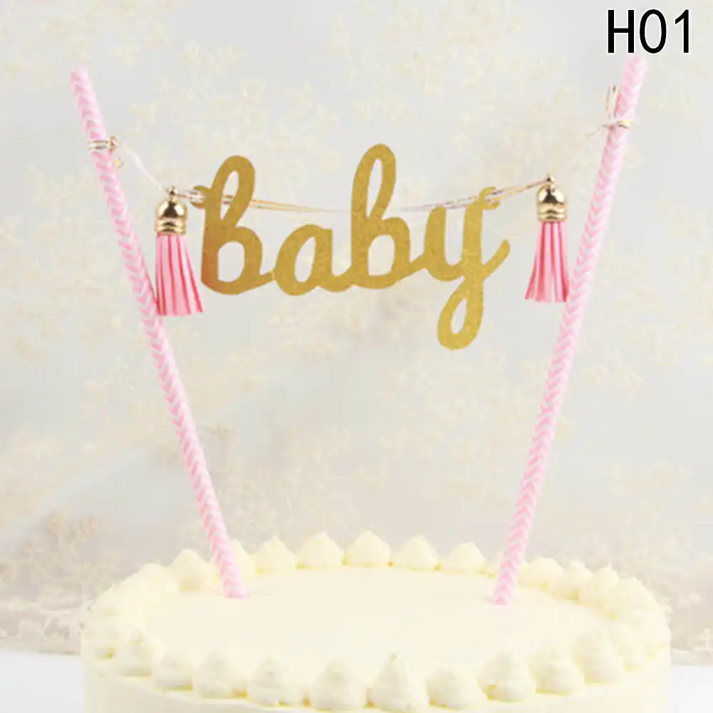 cake flags with paper straw wedding birthday party cake decorati