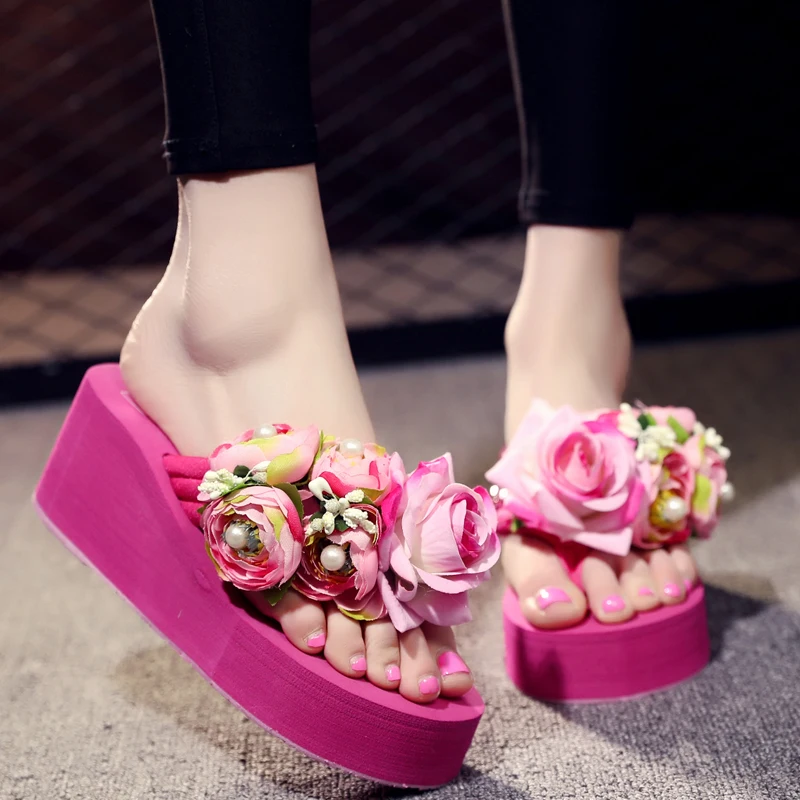 2018 Handmade Flower Pearl Wedges Women Flip Flops Outside Non-slip Beach Shoes Sandals Big Size 35-42
2018 Handmade Flower Pearl Wedges Women Flip Flops Outside Non-slip Beach Shoes Sandals Big Size 35-42