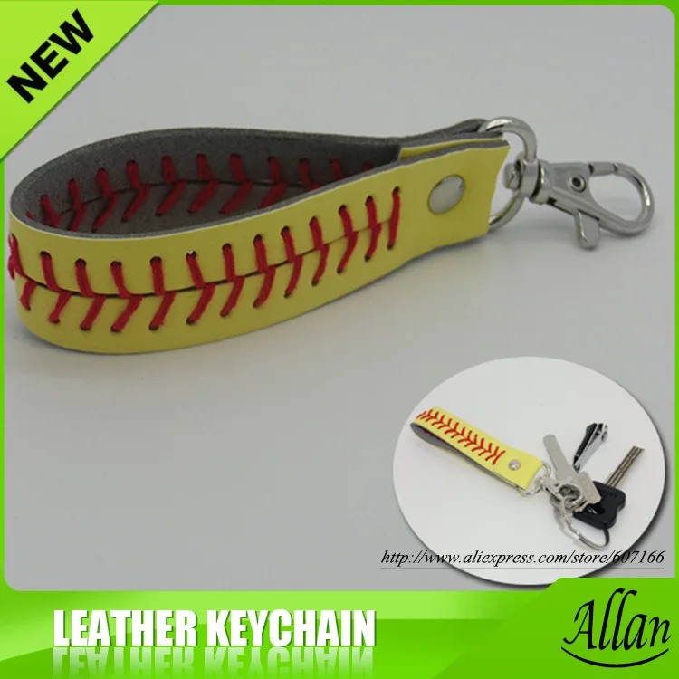 Free shipping Arrival keychain Yellow with Red Seamed Stitching Real Leather Softball Sports keychain
Free shipping Arrival keychain Yellow with Red Seamed Stitching Real Leather Softball Sports keychain