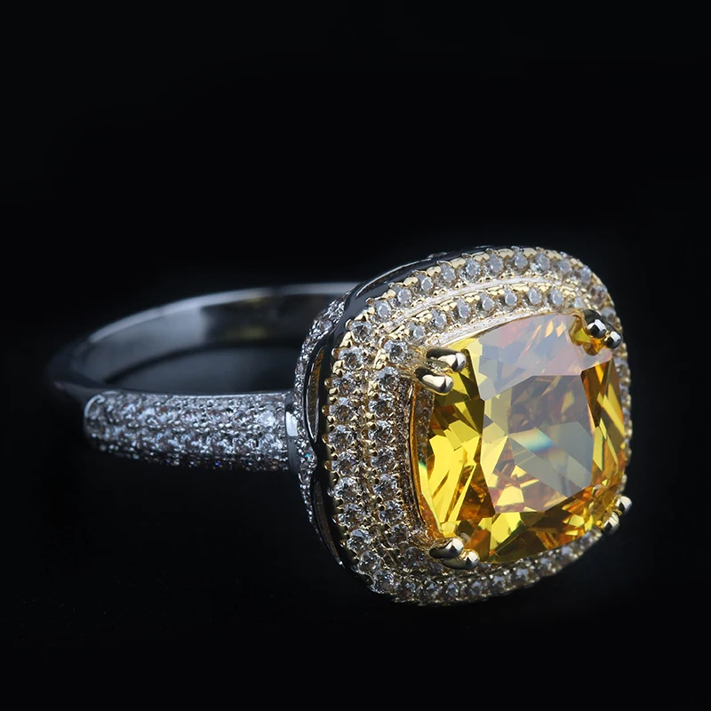 Фото Белое золото Цвет Большой кубический цирконий камень подушка кольцо для женщин