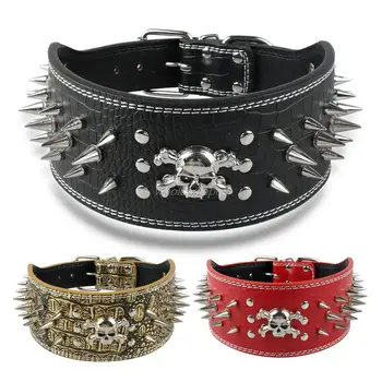 3 Inch Wide Spikes Studded Leather Dog Pet Collar Neck For 17-24" With a Skull Decoration for Mudium Large Dogs
3 Inch Wide Spikes Studded Leather Dog Pet Collar Neck For 17-24" With a Skull Decoration for Mudium Large Dogs