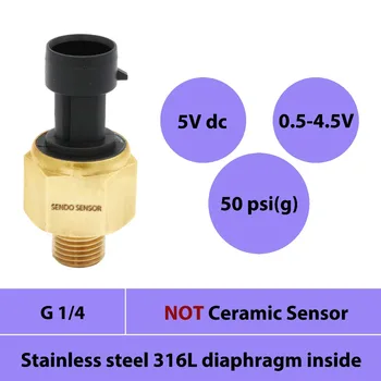 fuel oil pressure sensor transmitter, 0 50 psi gauge, 5V dc, 0.5-4.5V signal, AISI 316L diaphragm, G1 4 thread, cost effective
fuel oil pressure sensor transmitter, 0 50 psi gauge, 5V dc, 0.5-4.5V signal, AISI 316L diaphragm, G1 4 thread, cost effective