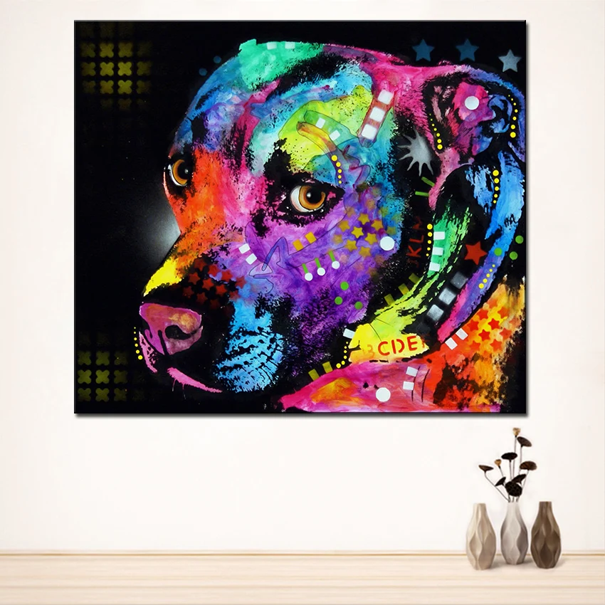 

Large size Print Oil Painting Wall painting Gratitude Pitbull Home Decorative Wall Art Picture For Living Room paintng No Frame