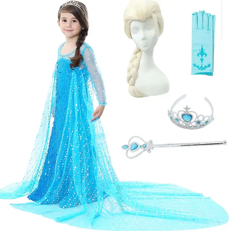 Girls Elsa Costume with Wig Crown Wand for Kids Girls Sow Queen Movie Cosplay Dresses Princess Elsa Dress Sequins Party Dresses
Girls Elsa Costume with Wig Crown Wand for Kids Girls Sow Queen Movie Cosplay Dresses Princess Elsa Dress Sequins Party Dresses