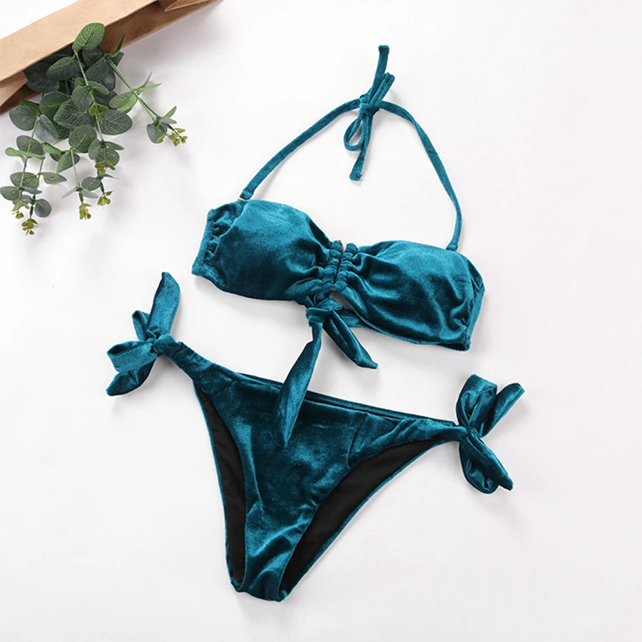 Women 3D Velvet Push Up Bikini Swimsuit Swimwear Strappy Halter Classic Bow-tie Swim Wear Suit Plavky Biquini Tankini Maillot
Women 3D Velvet Push Up Bikini Swimsuit Swimwear Strappy Halter Classic Bow-tie Swim Wear Suit Plavky Biquini Tankini Maillot