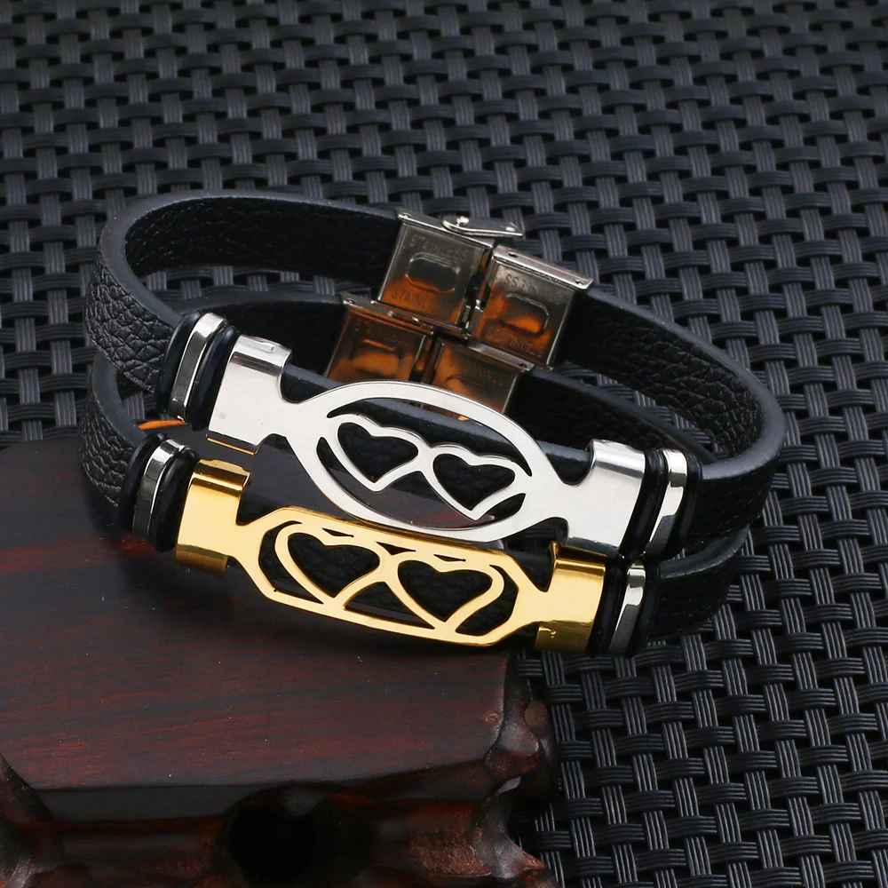 2018 new fashion Stainless Steel Leather Heart bracelet men Stylish simplicity cuff Wristband bracelets & bangles pulsera hombre
2018 new fashion Stainless Steel Leather Heart bracelet men Stylish simplicity cuff Wristband bracelets & bangles pulsera hombre