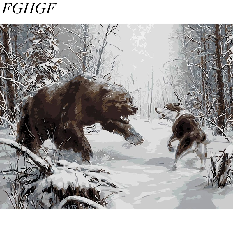 FGHGF медведи картины по номерам цветов и фотографий домашний декор DIY картина
