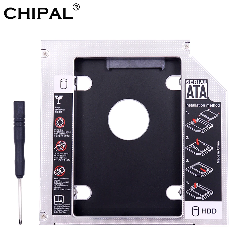 CHIPAL Алюминий сплав 2nd HDD Caddy 12 7 мм IDE SATA 3 0 для 2 5 "чехол SSD корпус Тетрадь компакт