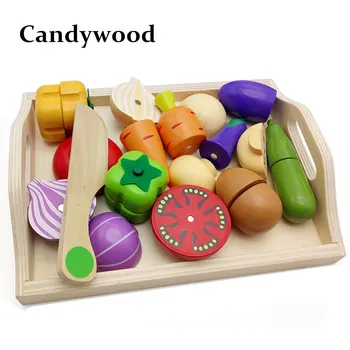 Candywood Mother garden Baby Wooden Kitchen Toys Cutting