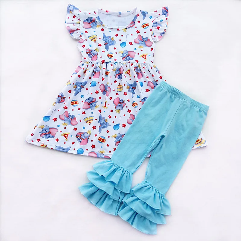 Fall/Winter Girls Boutique Outfits Blue Elephant Balloon Star Print Dress Children Millksilk Top Blue Ruffle Cotton Pant Set
Fall/Winter Girls Boutique Outfits Blue Elephant Balloon Star Print Dress Children Millksilk Top Blue Ruffle Cotton Pant Set