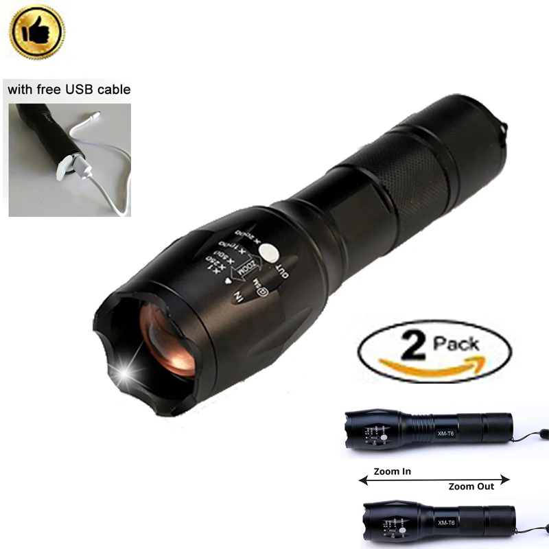 2018 Newest USB Rechargeable 2pack Flashlight 8000 Lumens Built-in battery LED T6 L2 Torch flash Light lamp USB Charger
2018 Newest USB Rechargeable 2pack Flashlight 8000 Lumens Built-in battery LED T6 L2 Torch flash Light lamp USB Charger