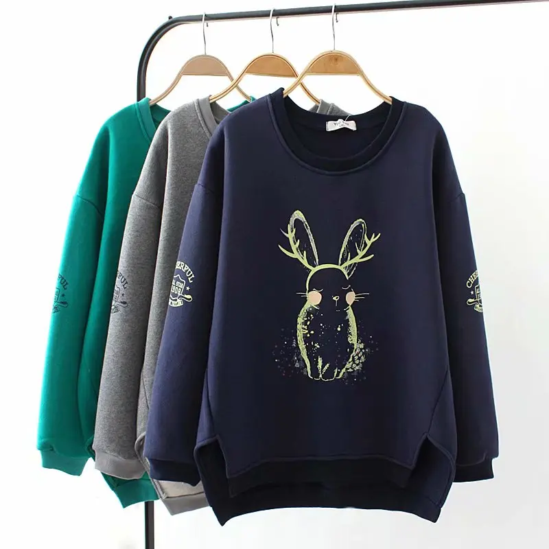 Oversized Plus Size With Velvet Rabbit Print Hoodies Women Sweatshirt 2019 Autumn Winter Cotton Ladies Pullover
Oversized Plus Size With Velvet Rabbit Print Hoodies Women Sweatshirt 2019 Autumn Winter Cotton Ladies Pullover