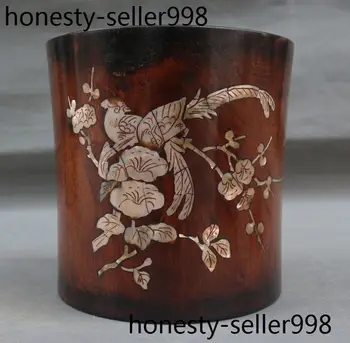 christmas Chinese Huanghuali Wood inlay shell flowers birds statue Brush Pot pencil vase halloween
christmas Chinese Huanghuali Wood inlay shell flowers birds statue Brush Pot pencil vase halloween