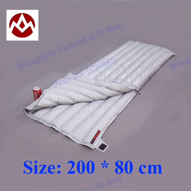 

Free shipping 200*80 cm Aegismax E-Long outdoor ultralight envelope type 308 grams white Goose down camping sleeping bag