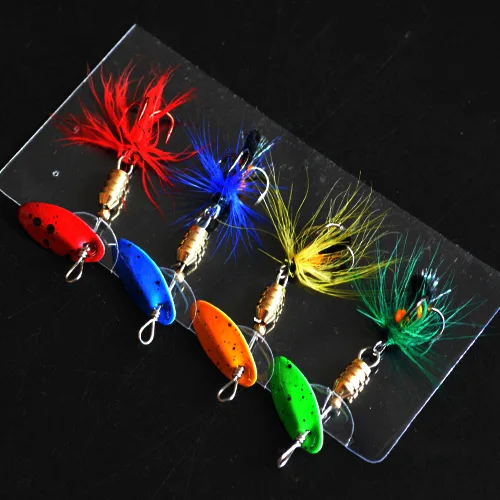 ZZ 4pc 5g Metal Bait Spinner kit Feather Outdoor Fishing Accessories Pesca Wobbler Tackle Tools Lure Set Lures Swimbait | Спорт и