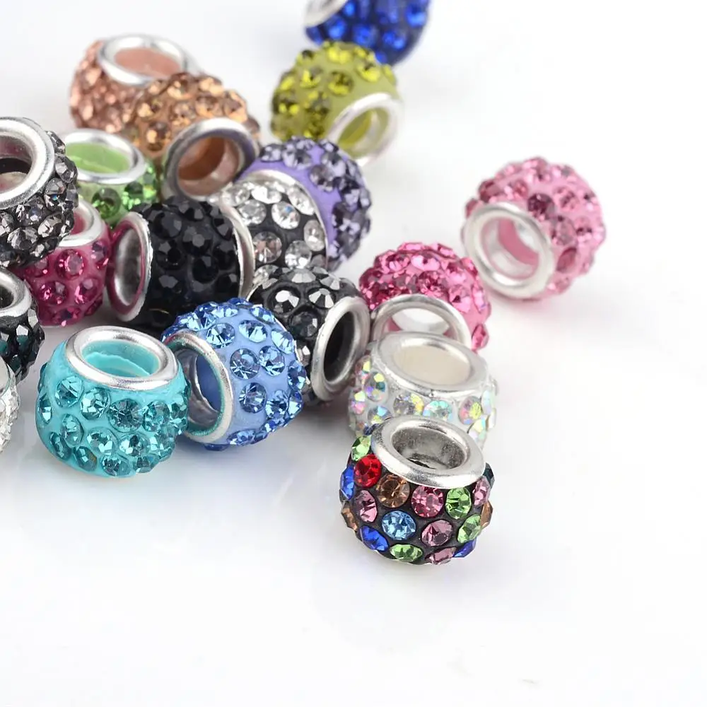 100pc Polymer Clay Rhinestone European beads Large Hole Beads Rondelle with Silver Tone Brass Cores Mixed Color 10x7mm Hole: 5mm
100pc Polymer Clay Rhinestone European beads Large Hole Beads Rondelle with Silver Tone Brass Cores Mixed Color 10x7mm Hole: 5mm
