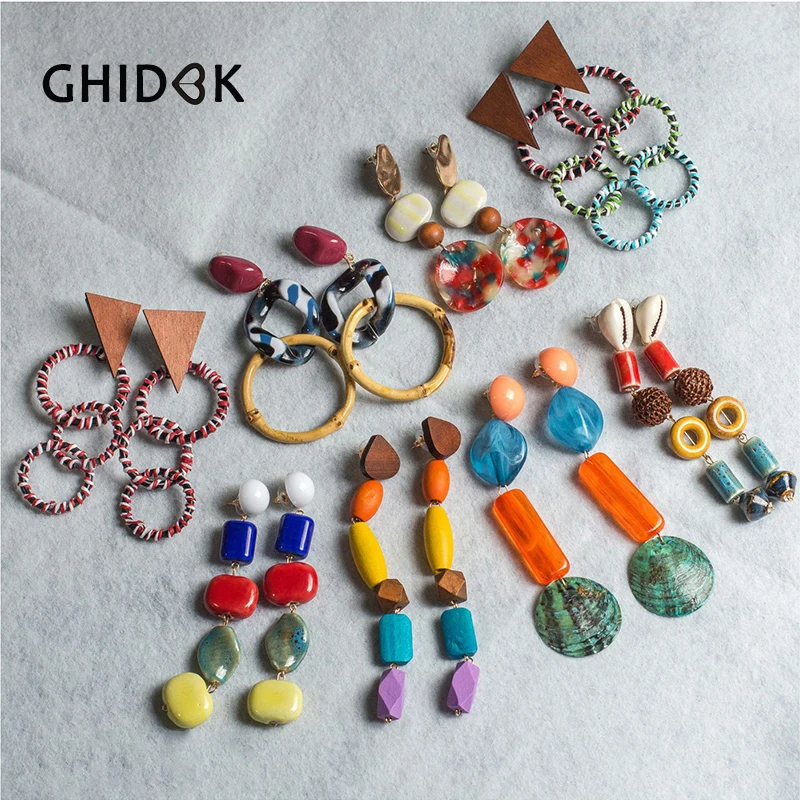 GHIDBK 2018 Boho Colorful Long Drop Earrings For Women Hanging Multi Stone Wood Earrings Geometric Tassels Tribal Earrings Joyas
GHIDBK 2018 Boho Colorful Long Drop Earrings For Women Hanging Multi Stone Wood Earrings Geometric Tassels Tribal Earrings Joyas