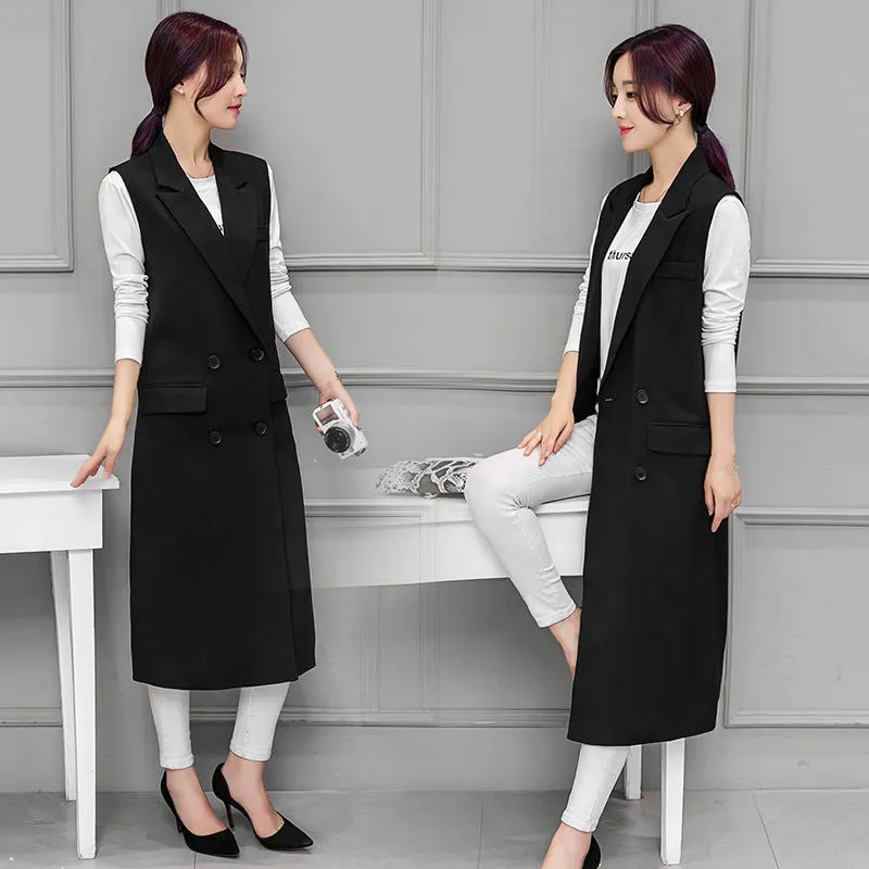 Fashion Long Vest Waistcoat For Women Cardigan Jacket Coat Sleeveless Elegant Slim Double-breasted Plus Size Vest Jacket Q729
Fashion Long Vest Waistcoat For Women Cardigan Jacket Coat Sleeveless Elegant Slim Double-breasted Plus Size Vest Jacket Q729
