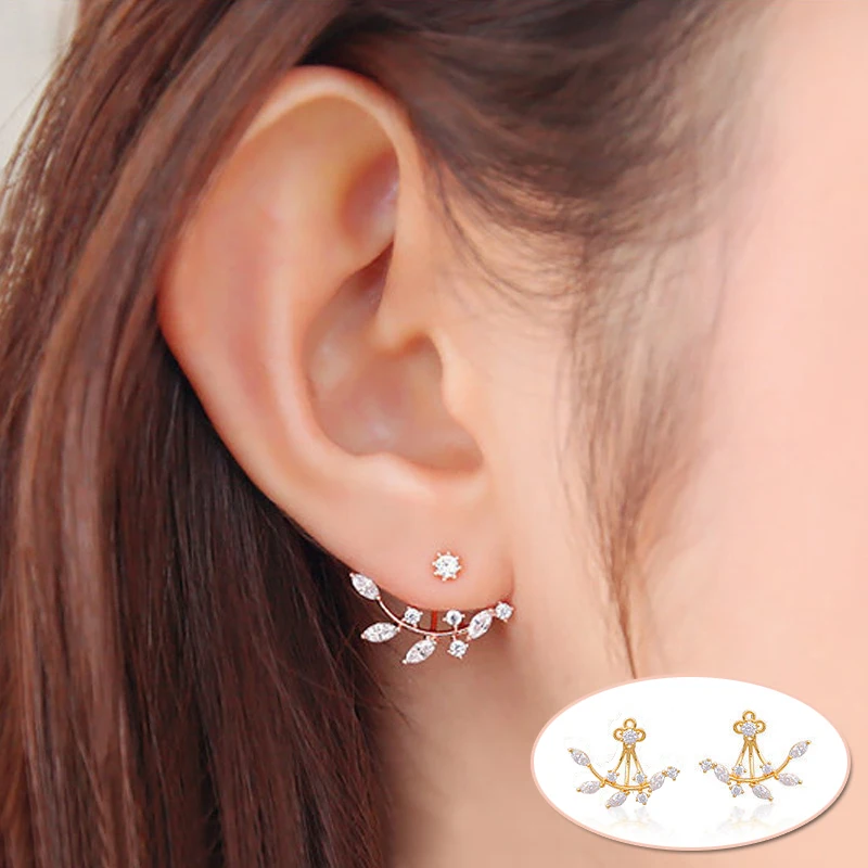 Leaf Crystal Earring Double Sided Swing Stud Earrings Fashion Jewelry Elegant Love Earings for Women
Leaf Crystal Earring Double Sided Swing Stud Earrings Fashion Jewelry Elegant Love Earings for Women