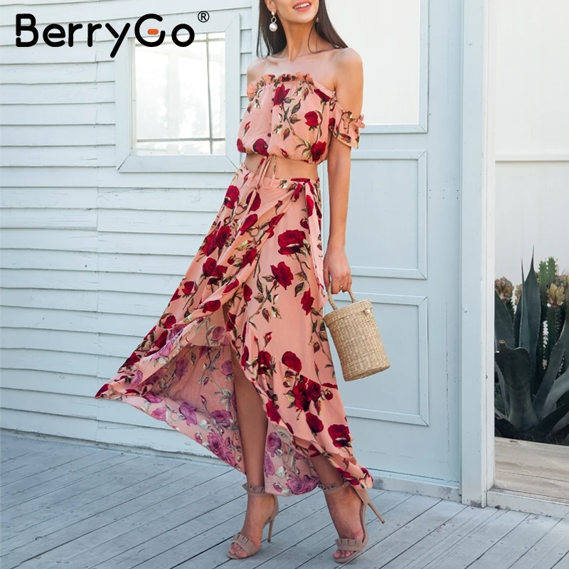 BerryGo Off shoulder ruffle two piece long dress women Casual beach boho chic dress suit Backless wrap summer dress vestidos
BerryGo Off shoulder ruffle two piece long dress women Casual beach boho chic dress suit Backless wrap summer dress vestidos
