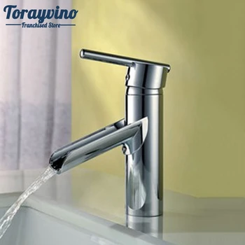 

Torayvino Polished Chrome Brass Single Lever Waterfall Faucet Bathroom Lavatory Vessel Sink basin mixer Deck Mounted faucet.