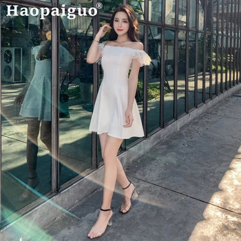 Big Size 2019 Summer Casual Dress Women Slash Neck Mesh Patchwork Empire Mini Dress Women A-line White Dress Women Sundress Robe
Big Size 2019 Summer Casual Dress Women Slash Neck Mesh Patchwork Empire Mini Dress Women A-line White Dress Women Sundress Robe