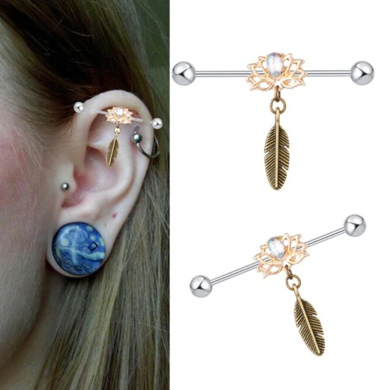 2PCS Lotus Ear Barbell Scaffold Industrial Ear Cartilage Helix Upper Earring 1.6*38 Dangle Industrial Barbell Piercing
2PCS Lotus Ear Barbell Scaffold Industrial Ear Cartilage Helix Upper Earring 1.6*38 Dangle Industrial Barbell Piercing