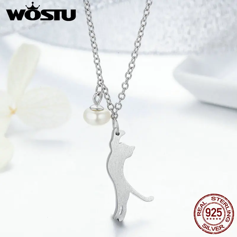 WOSTU Genuine 925 Sterling Silver Naughty Kitty Cat Cute Animal Pearl Ball Pendant Necklace For Girl Chic Jewelry S925 BKN175
WOSTU Genuine 925 Sterling Silver Naughty Kitty Cat Cute Animal Pearl Ball Pendant Necklace For Girl Chic Jewelry S925 BKN175
