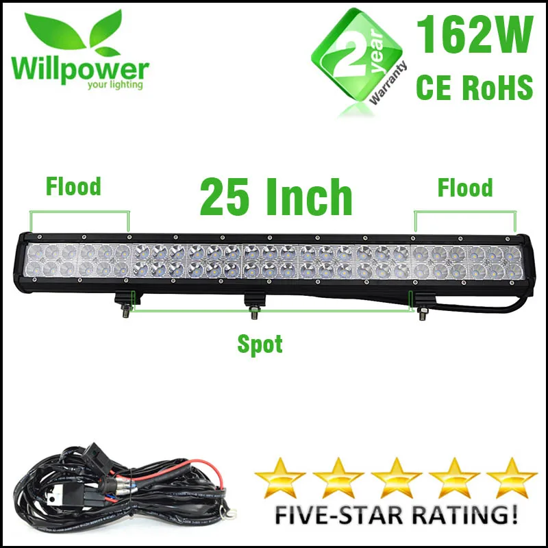 12V 24V 25"INCH 162W WATT COMBO Beam Off Road LED Light Bar 12v Waterproof LED Work Lights For Cars And Truck
12V 24V 25"INCH 162W WATT COMBO Beam Off Road LED Light Bar 12v Waterproof LED Work Lights For Cars And Truck