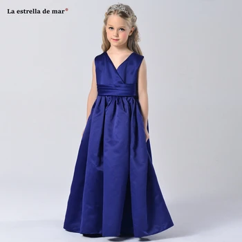La estrella de mar vestido comunion2019 new sexy V neck satin a line royal blue navy blue flower girl dress long plus size cheap
La estrella de mar vestido comunion2019 new sexy V neck satin a line royal blue navy blue flower girl dress long plus size cheap