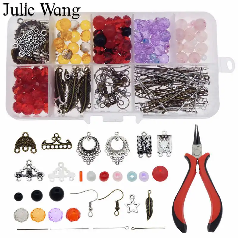 Julie Wang 1 коробка каменные бусины крючок для ушей Колечки женское богемное