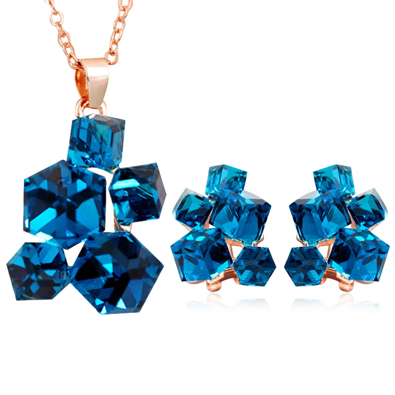 Geometric Crystal Jewelry Sets Necklaces & Pendants Stud Earrings*