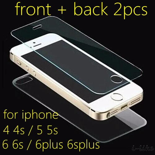Front Back 2pcs HD Clear Transparent Screen Protective Tempered Glass Film for font b iphone b