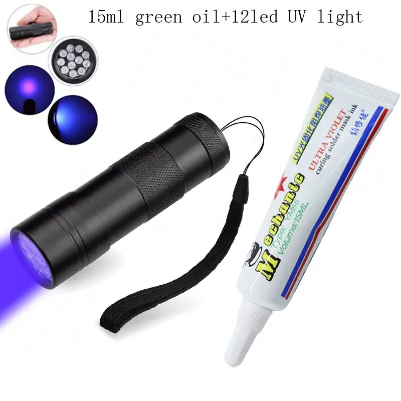 Newest MECHANIC 15ML CURING UV SOLDER MASK INK PCB BGA PAINT PREVENT CORROSIVE ARCING Solder Welding Fluxes Oil+ 12led UV light
Newest MECHANIC 15ML CURING UV SOLDER MASK INK PCB BGA PAINT PREVENT CORROSIVE ARCING Solder Welding Fluxes Oil+ 12led UV light