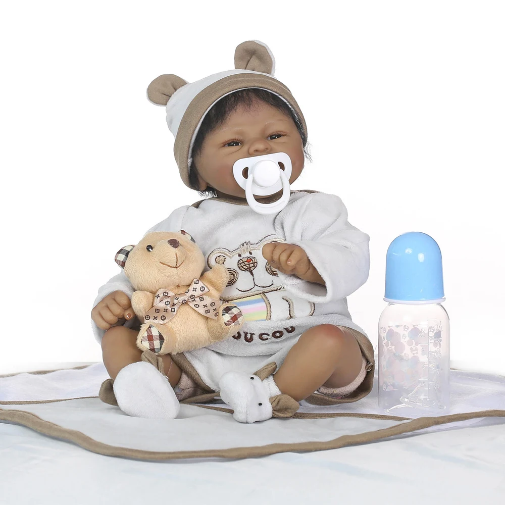 Cute Newborn Black Skin Realistic Silicone Body Baby Doll