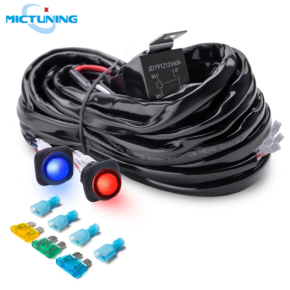 MICTUNING Auto Car Cable Wiring Harness Kit with 60A Dual ON/OFF Switch Relay Blade Fuse 14AWG for 2 LED Work Driving Light Bar
MICTUNING Auto Car Cable Wiring Harness Kit with 60A Dual ON/OFF Switch Relay Blade Fuse 14AWG for 2 LED Work Driving Light Bar