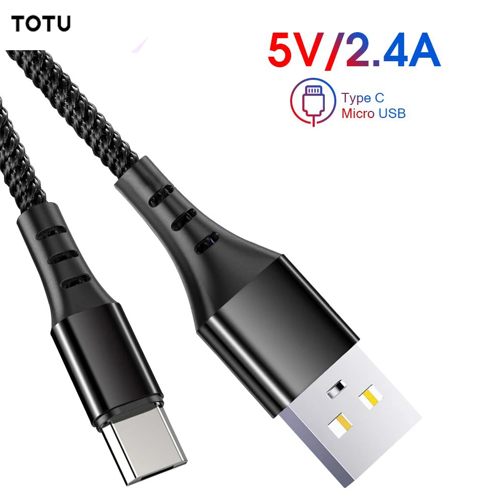 

TOTU USB Cable For Samsung S10 S8 RedMi K20 Note 6 Fast Charging Type-C Cable Mobile Phone Charger For Huawei P30 20 Pro