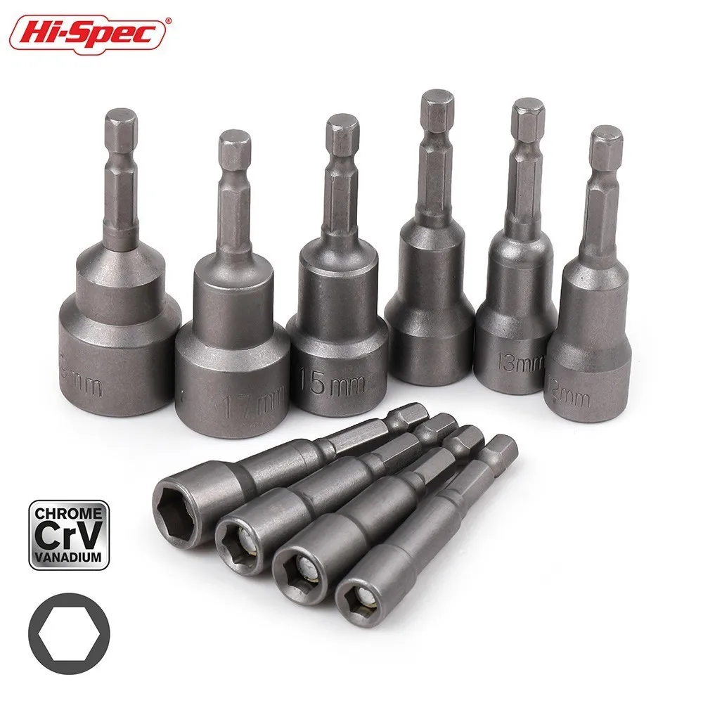 Hi-Spec 10pc Magnetic Power Nut Driver Drill Bit Set 65mm 6-19mm Hex Shank Socket Set Screwdriver Nut Driver Impact Drill Bits
Hi-Spec 10pc Magnetic Power Nut Driver Drill Bit Set 65mm 6-19mm Hex Shank Socket Set Screwdriver Nut Driver Impact Drill Bits